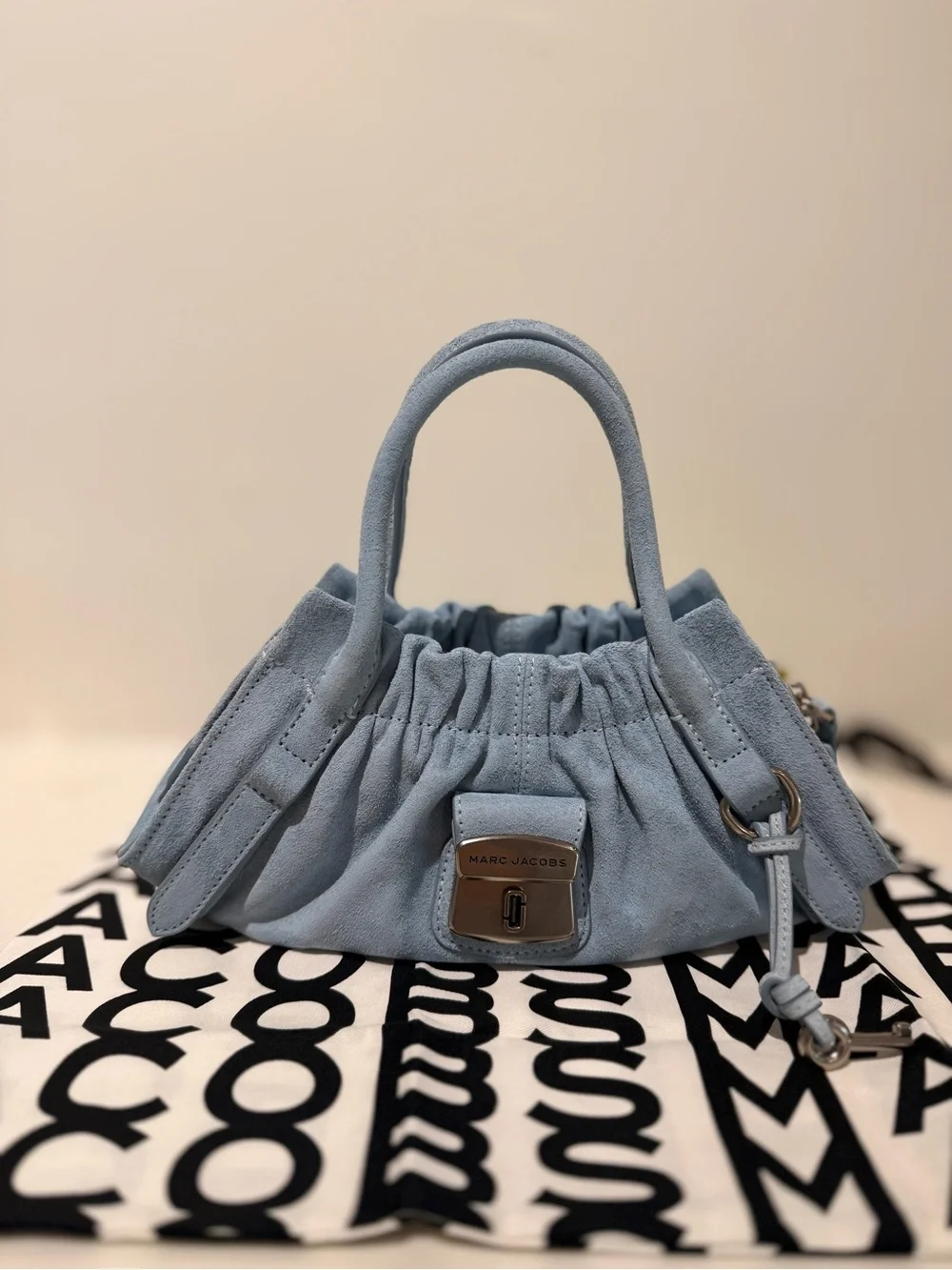 NWT Marc Jacobs THE SUEDE CRISTINA SMALL SATCHEL- blue mist